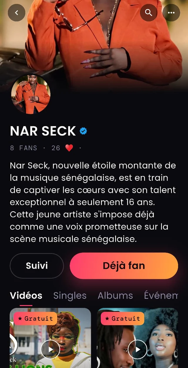Vidéos, singles, albums — application Melodis